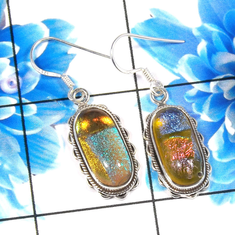 Dichroic Glass D - SPE905-925 Sterling Silver Dichroic Glass Stylish Company Made E