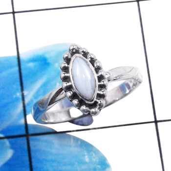 Blue Opal F - RBS948-925 Sterling Silver Indian Company Made Lightweight Ring Blue Opal F - RBS948-925 Sterling Silver Indian Company Made Lightweight Ring