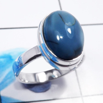Blue Opal F - STK961-Charming Blue Opal 925 Sterling Silver Fashionable Rings Blue Opal F - STK961-Charming Blue Opal 925 Sterling Silver Fashionable Rings