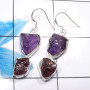 Amethyst & Garnet Rough A - XSE940-Amazing 925 Sterling Silver Wholesale Rough Stone Earring