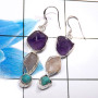 Amethyst & Garnet E - XSE940-Amazing 925 Sterling Silver Wholesale Rough Stone Earring