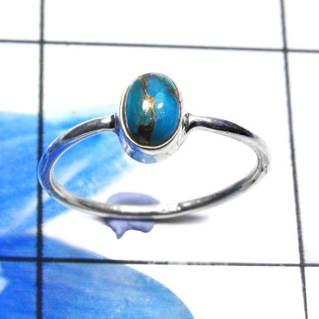 Blue Copper Turquoise C - RBS946-Lovely 925 Sterling Silver Lightweight Baby Rings Company