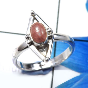 Rhodonite A - RBS937-Trendy 925 Sterling Silver Lightweight Rings Designer Han Rhodonite A - RBS937-Trendy 925 Sterling Silver Lightweight Rings Designer Han