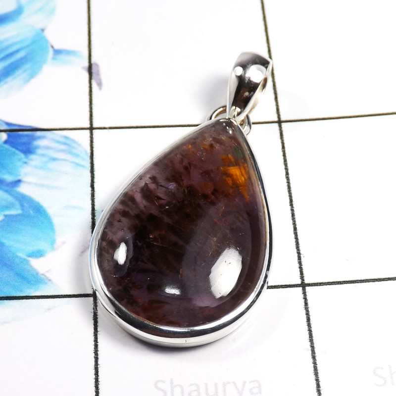 Cacoxenite A - ISP746-Lovely Cacoxenite 925 Sterling Silver Plain Pendants Comp