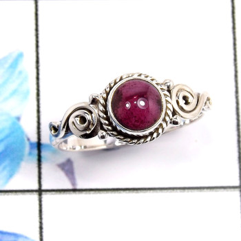 Pink Corundum Ruby G - RBS927-Fabulous Company Made Baby Rings 925 Sterling Silver Hand