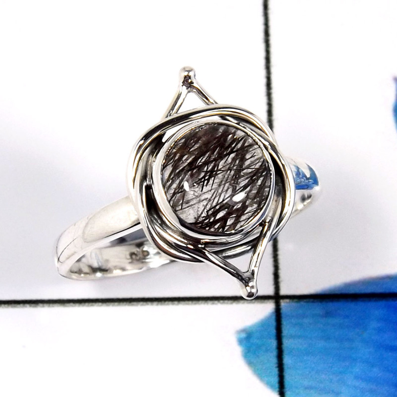 Black Rutile B - RBS916-Beautiful 925 Sterling Silver Company Wholesale Baby Ring Black Rutile B - RBS916-Beautiful 925 Sterling Silver Company Wholesale Baby Ring