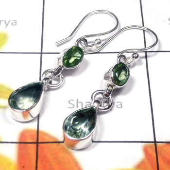 Green Amethyst I - SDE975-Pretty Design Natural Gemstone Silver Earring