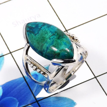 Crysocolla  O - RSS917-Dazzling Designer 925 Sterling Silver Handmade Rings Whol