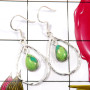 Green Copper Turquoise I - BZE772-Trendy Look Bezel Earrings 925 Sterling Silver Party Wear