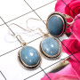 Blue Opal A - NDS956-Stunning Earring & Ring Set Company Made 925 Sterling Sil