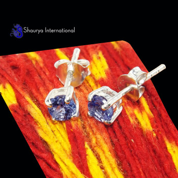 Tanzanite Cut C - SFJ996-4x4 Round Tanzanite Cut Gorgeous Company Made Stud Earrin