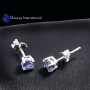Tanzanite Cut F - SFJ996-4x4 Round Tanzanite Cut Gorgeous Company Made Stud Earrin
