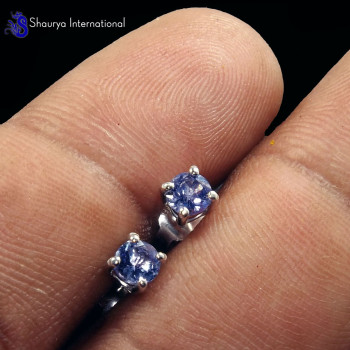 Tanzanite Cut G - SFJ996-4x4 Round Tanzanite Cut Gorgeous Company Made Stud Earrin