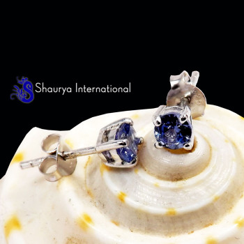 Tanzanite Cut O - SFJ996-4x4 Round Tanzanite Cut Gorgeous Company Made Stud Earrin