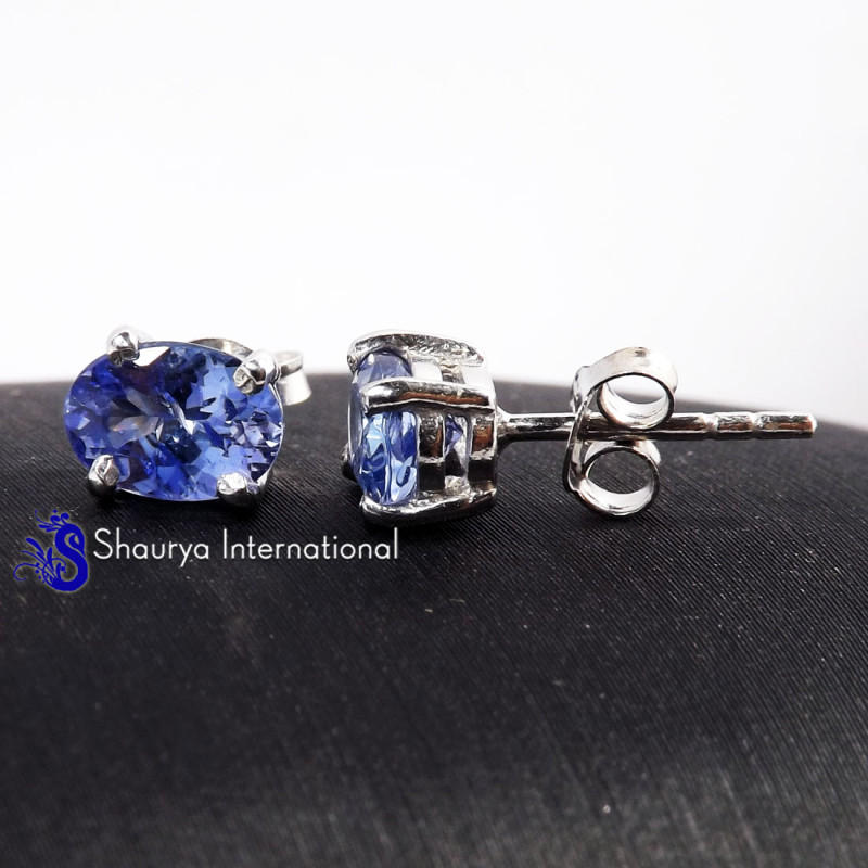 Tanzanite Cut A - SFJ995-4x6 Oval Tanzanite Cut Amazing Factory Wholesale Stud Ear