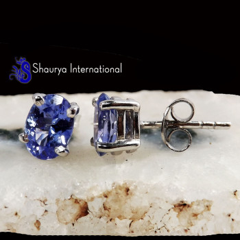 Tanzanite Cut C - SFJ995-4x6 Oval Tanzanite Cut Amazing Factory Wholesale Stud Ear