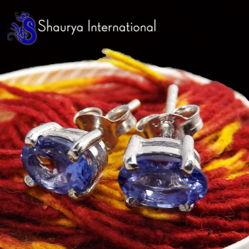 Tanzanite Cut D - SFJ995-4x6 Oval Tanzanite Cut Amazing Factory Wholesale Stud Ear