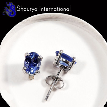 Tanzanite Cut O - SFJ995-4x6 Oval Tanzanite Cut Amazing Factory Wholesale Stud Ear