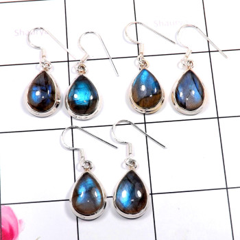 Labradorite Cab E - SVP814-Wholesale 3 Pcs Set Labradorite Rings Company Made 925 St