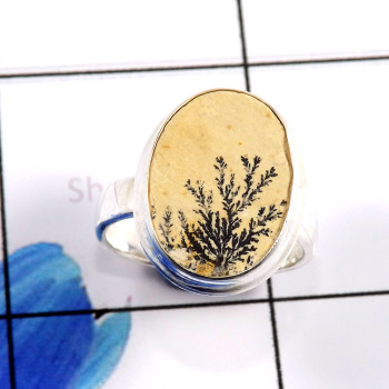 German Psilomelane Dendrite A - PSR774-Beautiful Germany Dendrite  Party Look Rings 925 Sterling