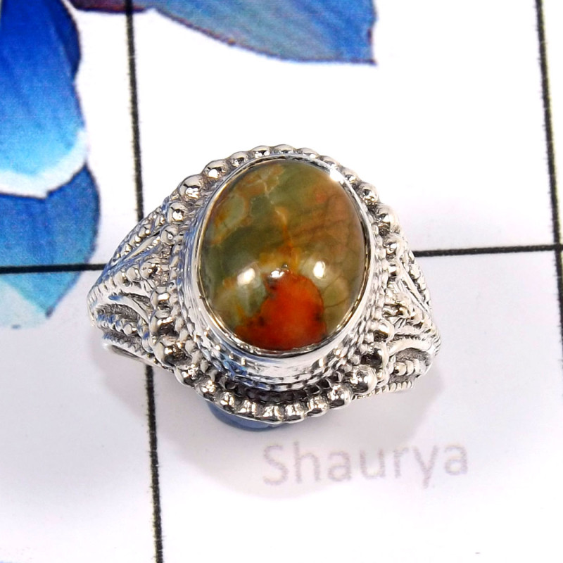 Rhyolite A - SCR859-Stylish Unique Designs In Casting Rings 925 Sterling Silv Rhyolite A - SCR859-Stylish Unique Designs In Casting Rings 925 Sterling Silv
