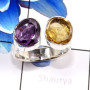 Amethyst Cut & Citrine Cut B - CLR930-Stunning Factory Handmade Designer Cluster Rings 925 Ster