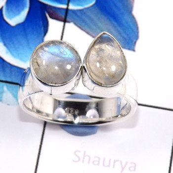 Rainbow Moonstone C - CLR930-Stunning Factory Handmade Designer Cluster Rings 925 Ster