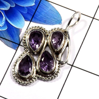 Amethyst Cut A - WHS998-Beautiful Amethyst Cut Factory Handmade Pendants 925 Ster