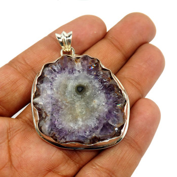 Amethyst Stalactite C - SSH998-Glorious Amethyst Stalactite Company Made Pendants 925 St