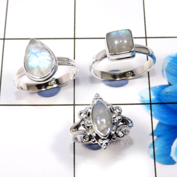 Rainbow Moonstone A - WHS983-Christmas Special Jewelry 3 Pcs Rainbow Moonstone Rings 9