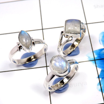 Rainbow Moonstone E - WHS983-Christmas Special Jewelry 3 Pcs Rainbow Moonstone Rings 9