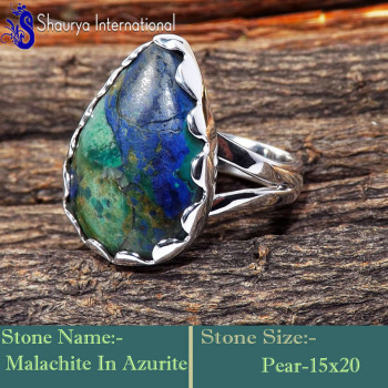 Malachite in Azurite O - RSS870-Indian Wholesale Company Designer Elegant Rings 925 Sterl Malachite in Azurite O - RSS870-Indian Wholesale Company Designer Elegant Rings 925 Sterl