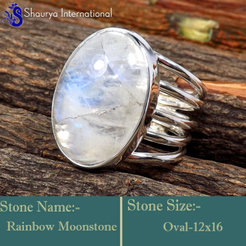 Rainbow Moonstone E - RSS863-Indian Company Made Designer Wholesale Rings 925 Sterling