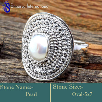 Pearl J - RSS862-Glamorous Cabochon Gemstone Exclusive Rings 925 Sterling