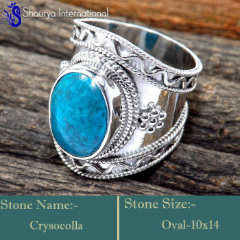 Crysocola M - RSS859-Trendy Look Colourful Designer Exclusive Rings 925 Sterli