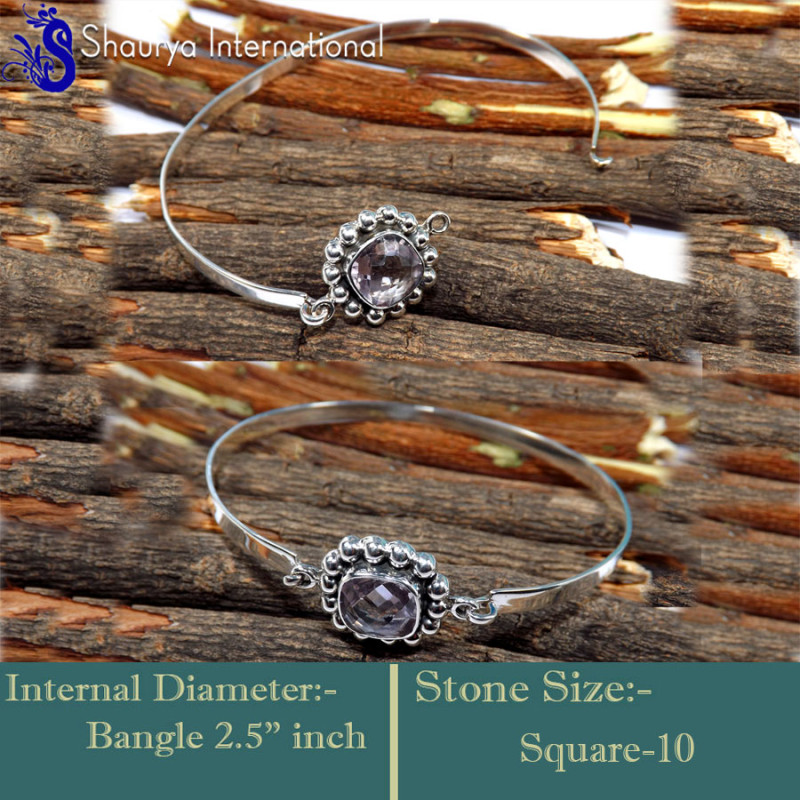 Amethyst Cut D - SNB994-Marvellous Latest Style Handmade Designer Bangle 925 Ster