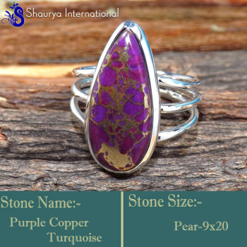 Blue Copper Turquoise B - RSS849-Glamorous Party Look Handmade Colourful Rings 925 Sterlin