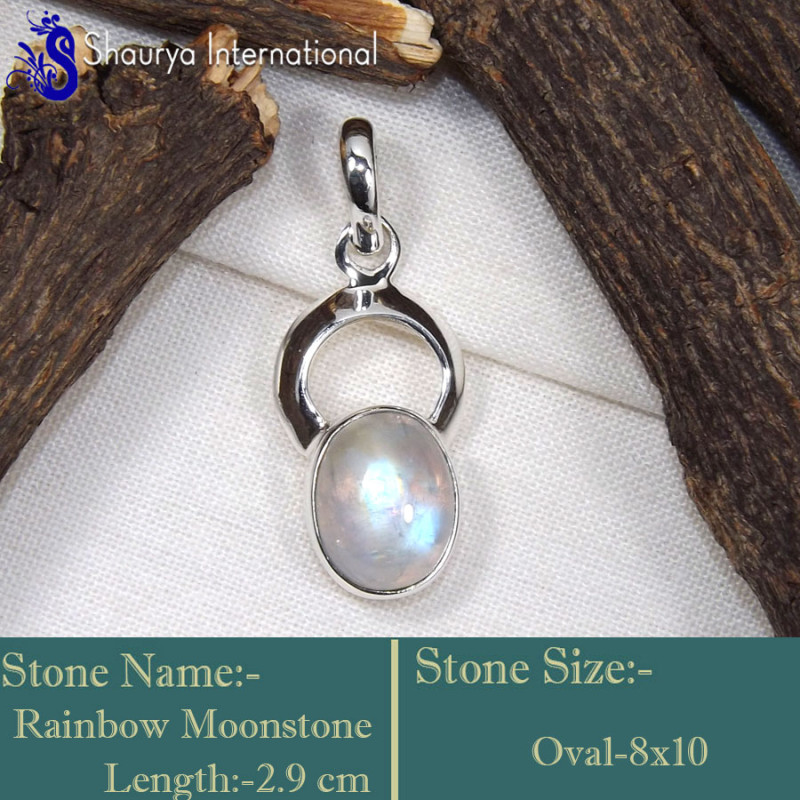 Rainbow Moonstone A - SD636-Stunning Wholesale Handmade Designer Pendants 925 Sterling