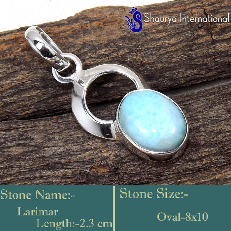 Larimar Cab E - SD636-Stunning Wholesale Handmade Designer Pendants 925 Sterling