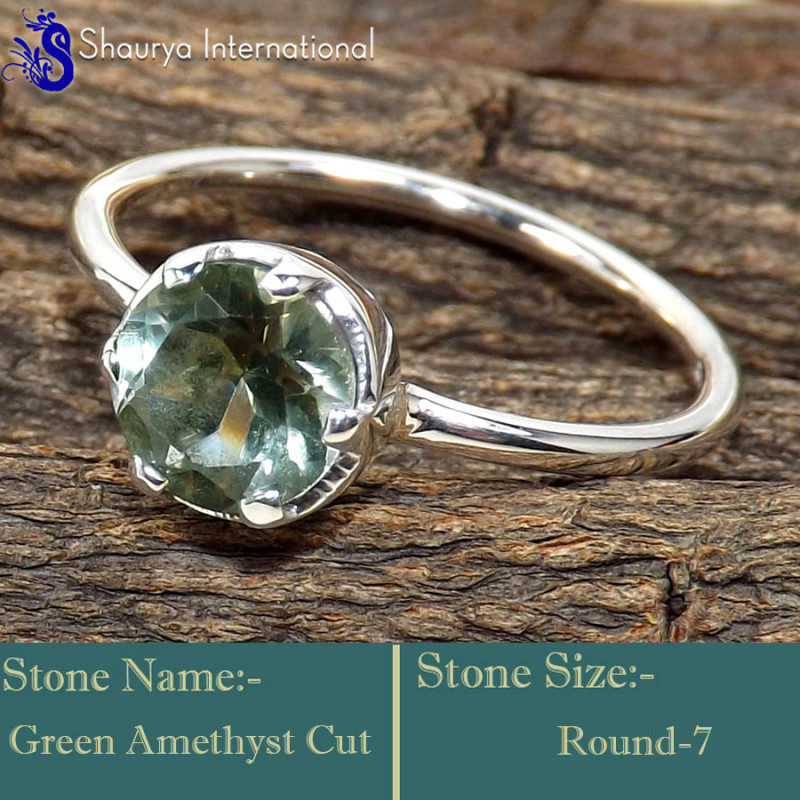 Green Amethyst Cut G - RBS870-Glorious Cut Gemstone Wholesale Handmade Rings 925 Sterli
