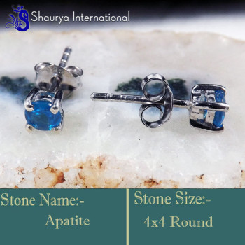 Apatite Cut C - SFJ956-4x4 Round Apatite Cut 925 Sterling Silver Lightweight Pro