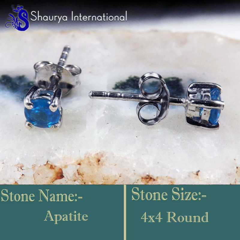 Apatite Cut C - SFJ956-4x4 Round Apatite Cut 925 Sterling Silver Lightweight Pro