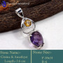 Amethyst & Citrine E - SSP844-925 Sterling Silver Trendy Cut Gemstone Designer Pendants
