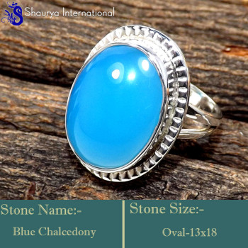 Blue Chalcedony B - SDR648-Graceful Latest Collection In Designer Rings 925 Sterling