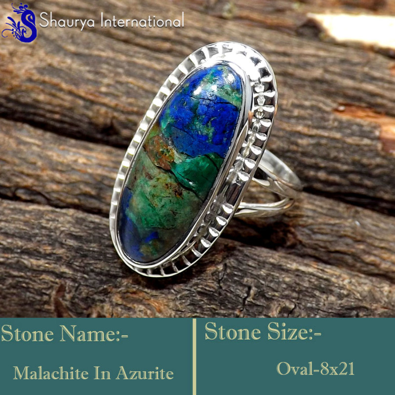 Malachite In Azurite E - SDR648-Graceful Latest Collection In Designer Rings 925 Sterling Malachite In Azurite E - SDR648-Graceful Latest Collection In Designer Rings 925 Sterling