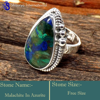 Malachite In Azurite B - SDR630-Genuine Gemstones Designer Handmade Elegant Rings 925 Ste Malachite In Azurite B - SDR630-Genuine Gemstones Designer Handmade Elegant Rings 925 Ste