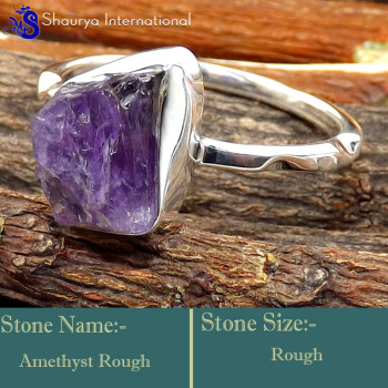 Amethyst Rough O - SRR996-925 Sterling Silver Fabulous Rough Gemstone Rings Company