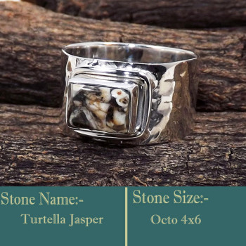 Turtella Jasper D - SDR606-4x6 Octo 925 Sterling Silver Lightweight Semiprecious Gem Turtella Jasper D - SDR606-4x6 Octo 925 Sterling Silver Lightweight Semiprecious Gem