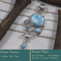 Larimar & Topaz O - SD613 925 STERLING SILVER BLUE LARIMAR DESIGNER PENDANT WHOLESAL