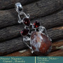 Garnet & Rosetta E - SD600-Cut Gemstone Solid 925 Sterling Silver Designer Pendant Wh
